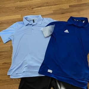 adidas Men’s Polo Shirts in Light Blue and Royal Blue. Chaps Black Golf Short 36